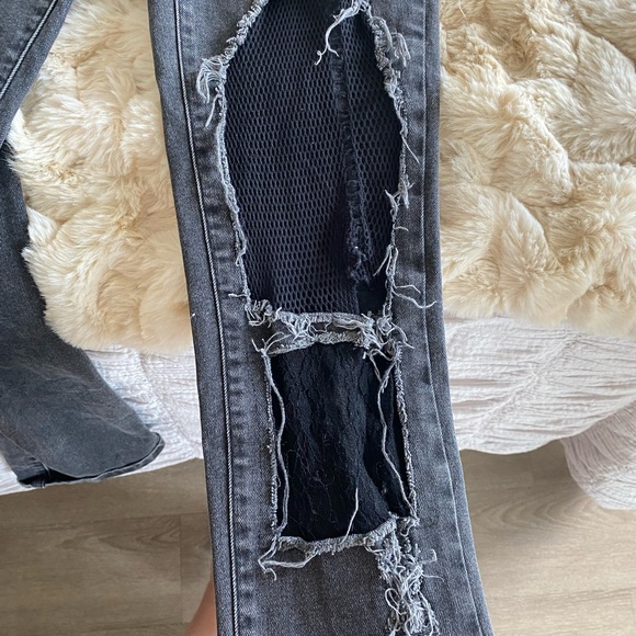 Ragged priest black lace and fishnet jeans - Picture 3 of 6